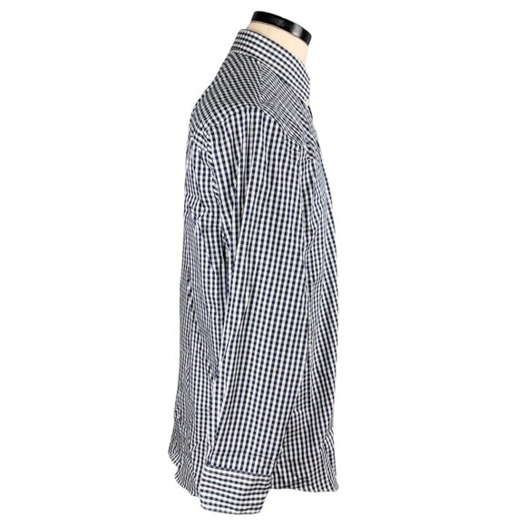 Kenneth Cole Reaction Mens Button-Up Black & White Checkered Non-Iron Shirt M - Picture 4 of 12